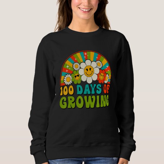 100 Days Of Growing Retro Teacher Kids Happy 100th Sweatshirt (Vorderseite)