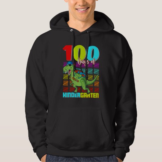 100 Days Of Kindergarten Dinosaur Rex Dinosaur Bo Hoodie (Vorderseite)