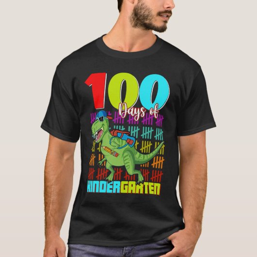 100 Days Of Kindergarten Dinosaur Rex Dinosaur Bo T-Shirt (Vorderseite)