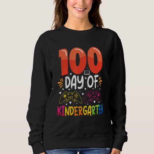 100 Days Of Kindergarten Gamer 100 Days Of School Sweatshirt (Vorderseite)