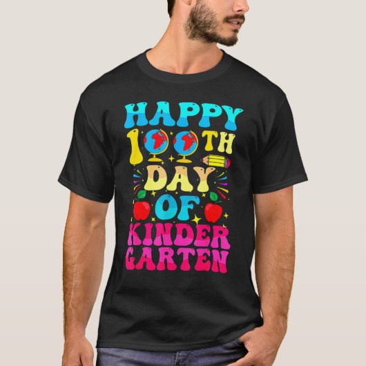 100 Days Of Kindergarten - Happy 100th Day Of Scho T-Shirt (Vorderseite)