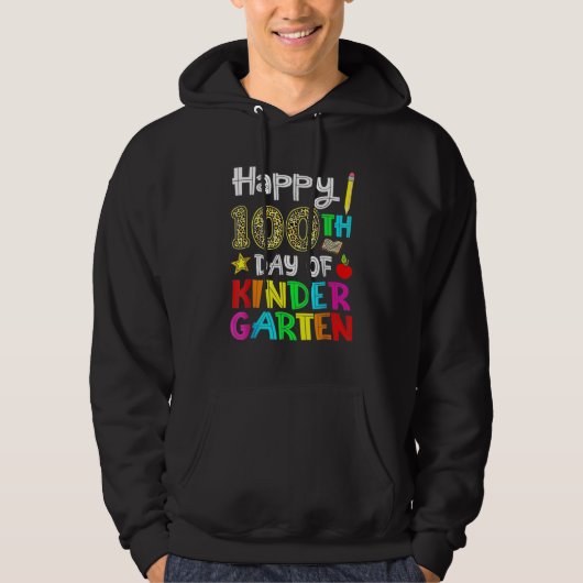 100 Days Of Kindergarten Happy 100th Day Of School Hoodie (Vorderseite)