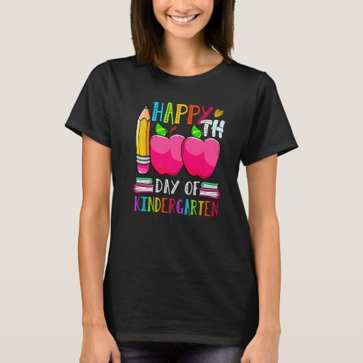 100 days of Kindergarten Happy 100th day of School T-Shirt (Vorderseite)