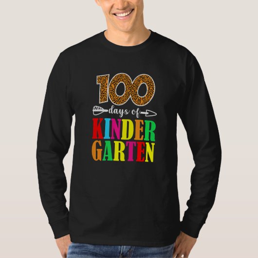 100 Days Of Kindergarten Leopard  100 Days Of Scho T-Shirt (Vorderseite)