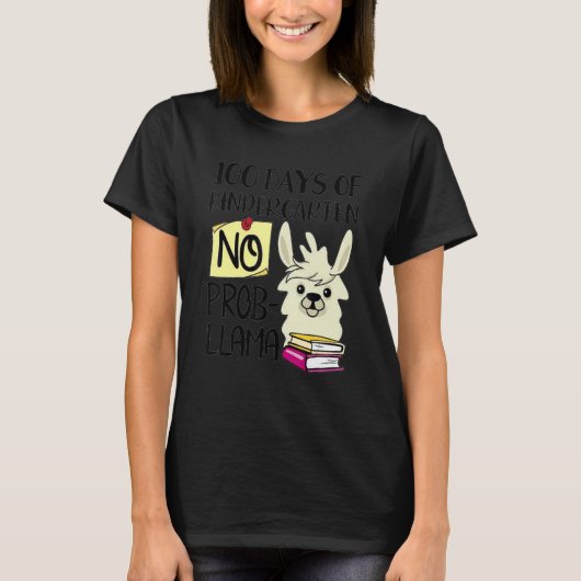 100 Days Of Kindergarten No Prob Llama 100 Days Of T-Shirt (Vorderseite)