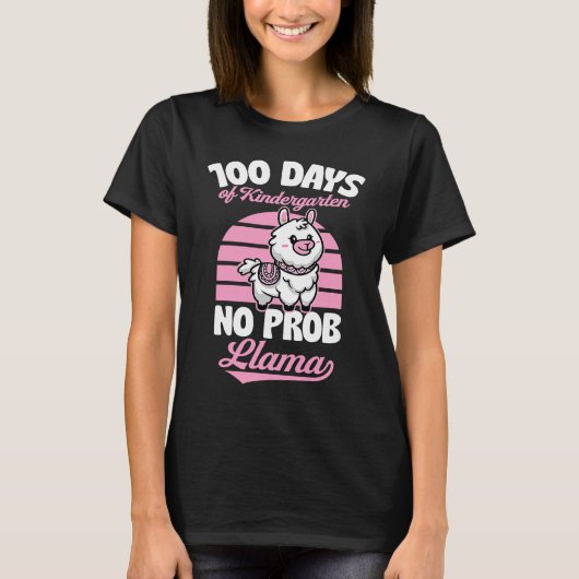 100 Days Of Kindergarten No Prob Llama Cute Animal T-Shirt (Vorderseite)