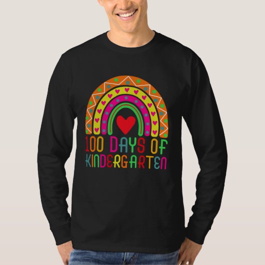 100 Days Of Kindergarten Rainbow Student Teacher T-Shirt (Vorderseite)