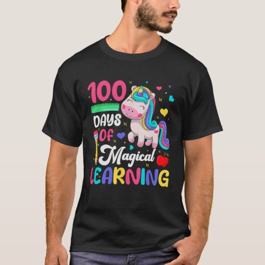 100 Days Of Magical Learning 100th Day Of School U T-Shirt (Vorderseite)
