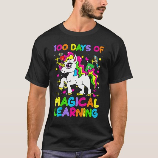 100 Days Of Magical Learning 100th Day Of School U T-Shirt (Vorderseite)