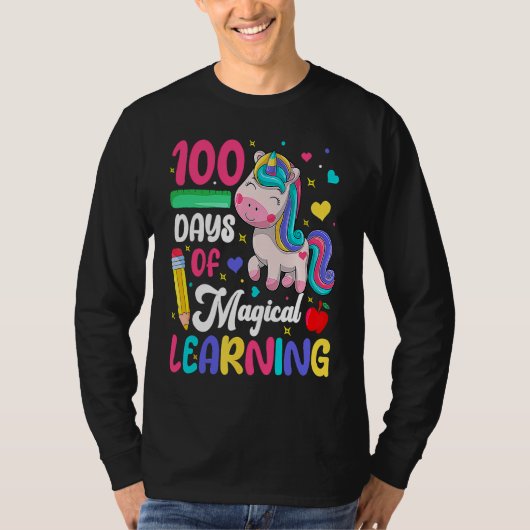 100 Days Of Magical Learning 100th Day Of School U T-Shirt (Vorderseite)