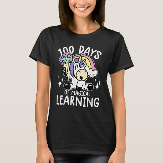 100 Days Of Magical Learning Rainbow Unicorn 100 D T-Shirt (Vorderseite)