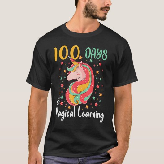 100 Days Of Magical Learning Unicorn 100th Day Sch T-Shirt (Vorderseite)