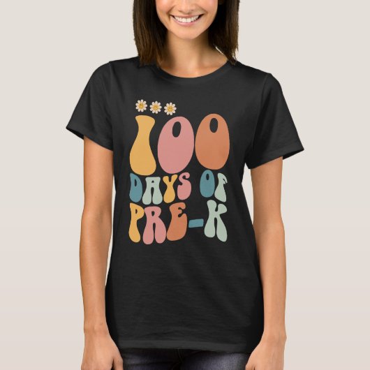 100 Days Of Pre K Happy 100th Day Of School Teach T-Shirt (Vorderseite)