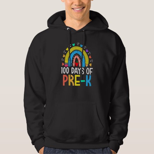 100 Days Of Pre K Happy 100th Day Of School Teache Hoodie (Vorderseite)