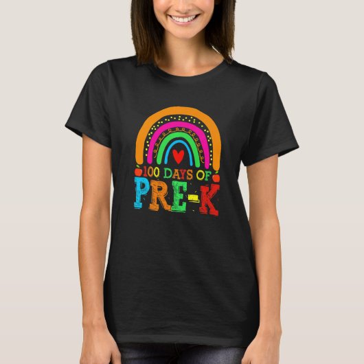 100 Days of Pre k Rainbow 100th Day of School T-Shirt (Vorderseite)