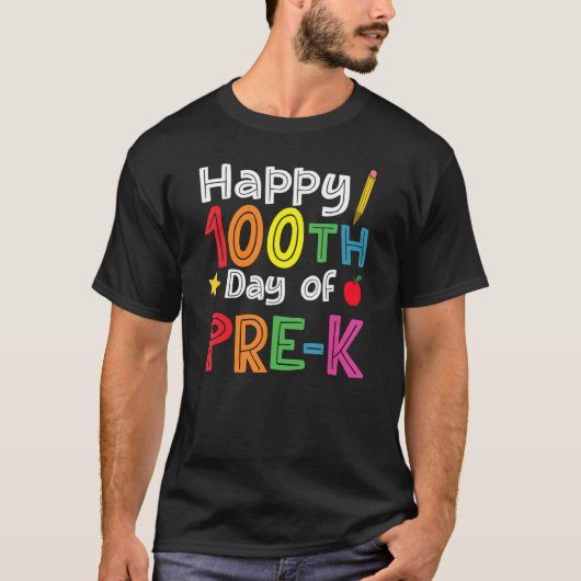 100 Days Of Pre K Teacher And Student Teacher Boy T-Shirt (Vorderseite)