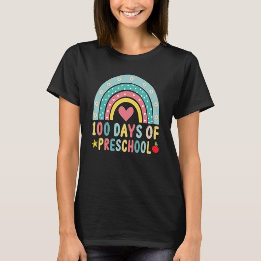 100 Days Of Preschool Leopard Rainbow 100th Day Of T-Shirt (Vorderseite)