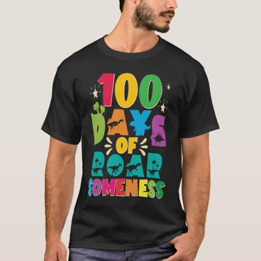 100 Days Of Roar Someness 100 Days Of School Rex D T-Shirt (Vorderseite)