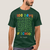 100 Days of School 100 Green Dinosaurs Teacher T-Shirt (Vorderseite)