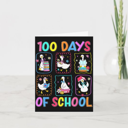 100 Days Of School 100th Day Funny Goose Boys Girl Karte (Vorderseite)