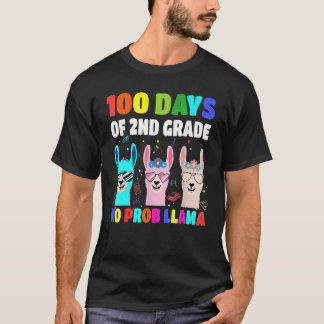100 Days Of School 2nd Grade No Probllama Llama Bo T-Shirt
