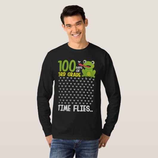 100 Days of School 3rd Grade Frog Time Flies Boys  T-Shirt (Vorne ganz)