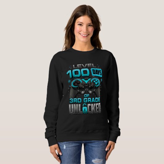 100 Days Of School 3rd Grade Level Unlocked Video Sweatshirt (Vorne ganz)