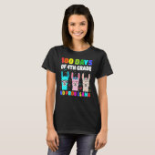 100 Days Of School 4th Grade No Probllama Llama Bo T-Shirt (Vorne ganz)