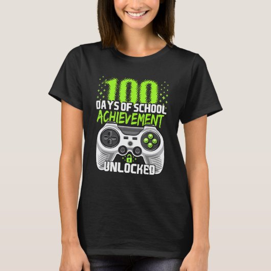 100 Days Of School Achievement Unlocked Video Game T-Shirt (Vorderseite)