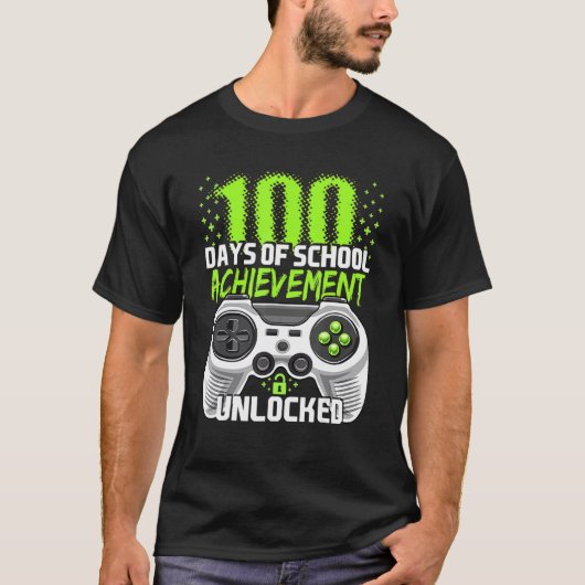 100 Days Of School Achievement Unlocked Video Game T-Shirt (Vorderseite)