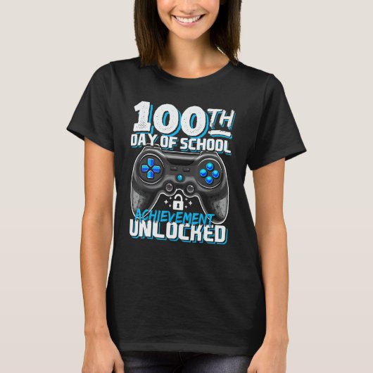 100 Days of School Achievement Unlocked Video Game T-Shirt (Vorderseite)