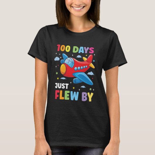 100 Days of School Airplane 100th Day of School Bo T-Shirt (Vorderseite)