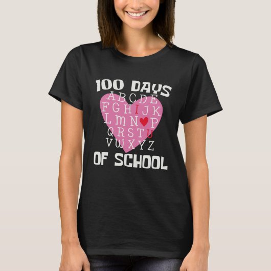 100 DAYS OF SCHOOL Alphabet 100th Day Teacher Stud T-Shirt (Vorderseite)