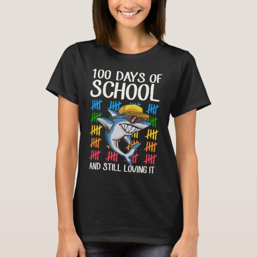 100 Days Of School And Still Loving It Cool Shark  T-Shirt (Vorderseite)