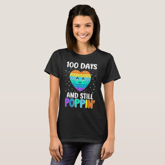 100 Days Of School And Still Poppin 100th Day Hear T-Shirt (Vorne ganz)