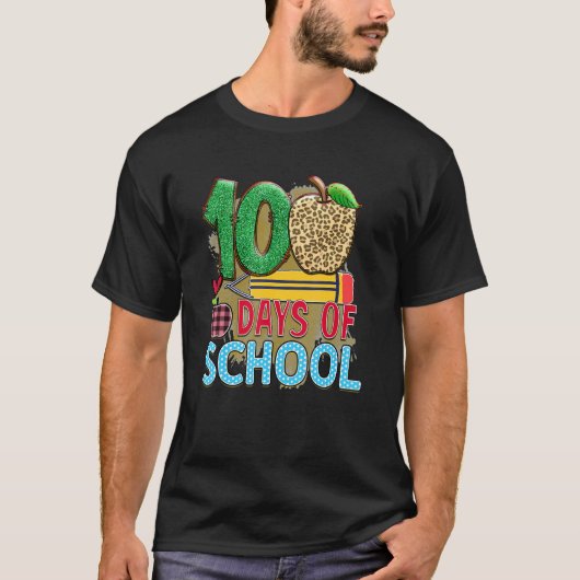 100 Days Of School Apple Pencil  Student Teacher T-Shirt (Vorderseite)