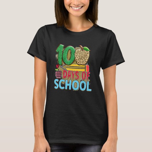 100 Days Of School Apple Pencil  Student Teacher T-Shirt (Vorderseite)