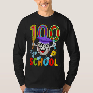 100 Days Of School Baseball 100th Day  Kids Teache T-Shirt