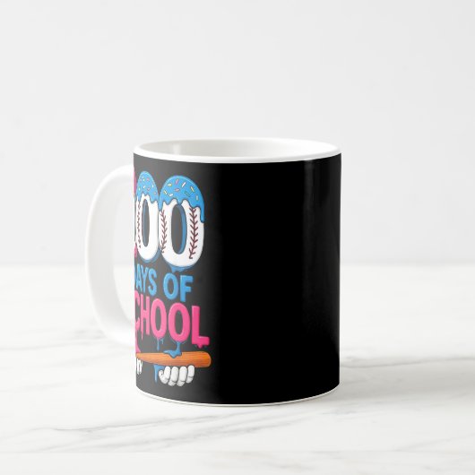 100 Days Of School Baseball Drip Bat 100th Day Of  Kaffeetasse (Vorderseite Links)