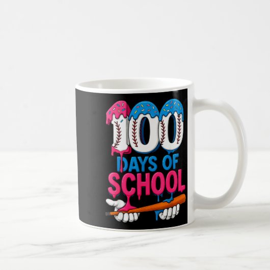 100 Days Of School Baseball Drip Bat 100th Day Of  Kaffeetasse (Rechts)