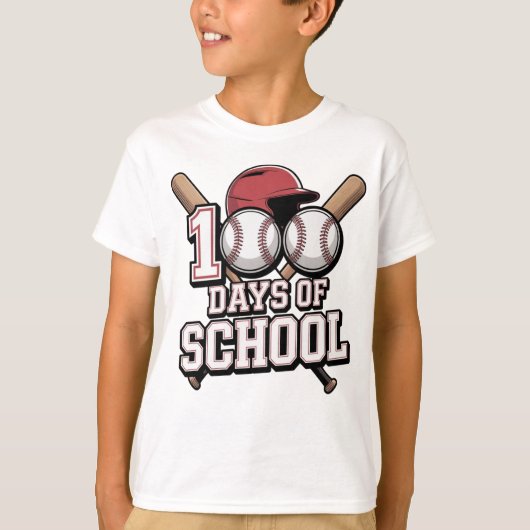 100 Days of School Baseball Sports Theme T-Shirt (Vorderseite)