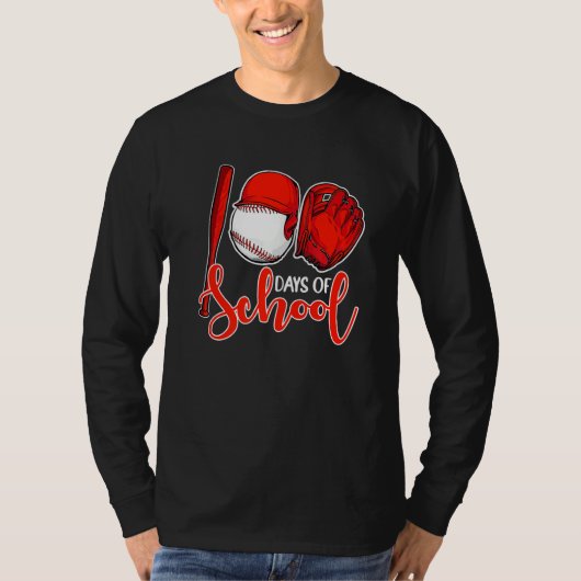 100 Days of School Baseball Teacher 100th Day Of S T-Shirt (Vorderseite)