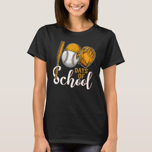 100 Days Of School Baseball Teacher Kids 100th Day T-Shirt (Vorderseite)