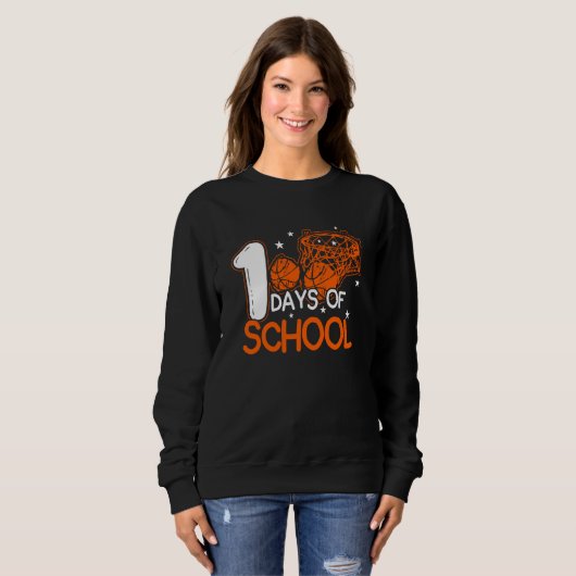 100 Days Of School Basketball Dunking Student Sweatshirt (Vorne ganz)