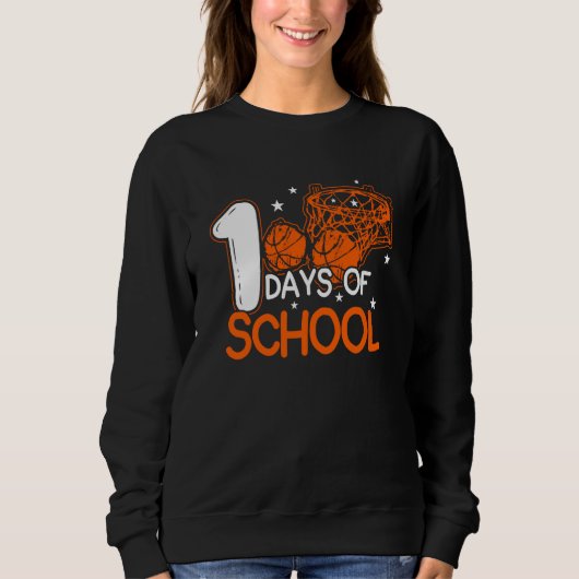 100 Days Of School Basketball Dunking Student Sweatshirt (Vorderseite)