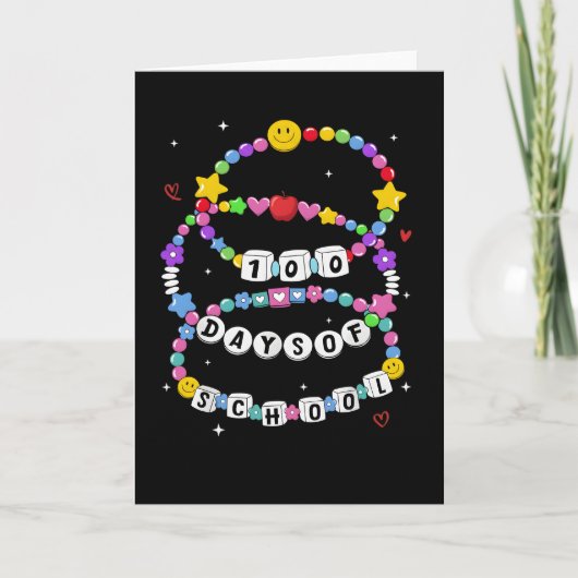 100 Days of School Beaded Necklace Cute Colorful Karte (Vorderseite)
