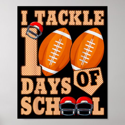 100 Days Of School Boys 100th Day Of School Footba Poster (Vorne)