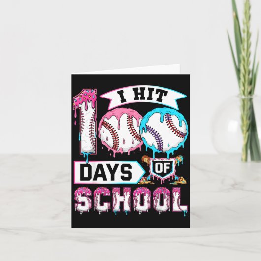 100 Days Of School Boys Baseball Drip 100th Day Ki Karte (Vorderseite)