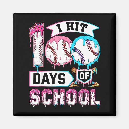 100 Days Of School Boys Baseball Drip 100th Day Ki Magnet (Vorne)