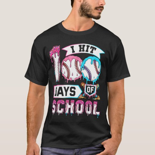 100 Days Of School Boys Baseball Drip 100th Day Ki T-Shirt (Vorderseite)